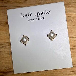 ♠️ kate spade LITTLE LUXURIES Cream/Gold Square Faux Pearl Stud Earrings